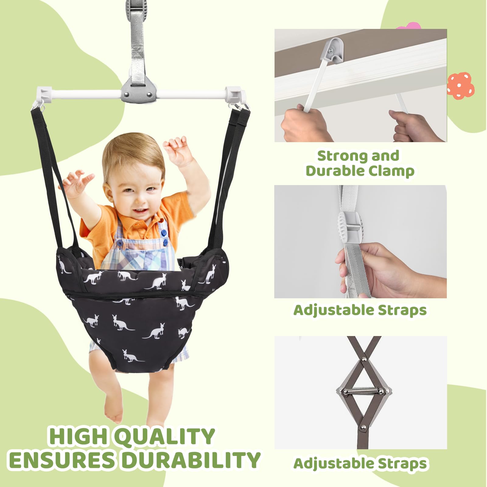 Baby exercising in Hapbabe door jumper indoor setup