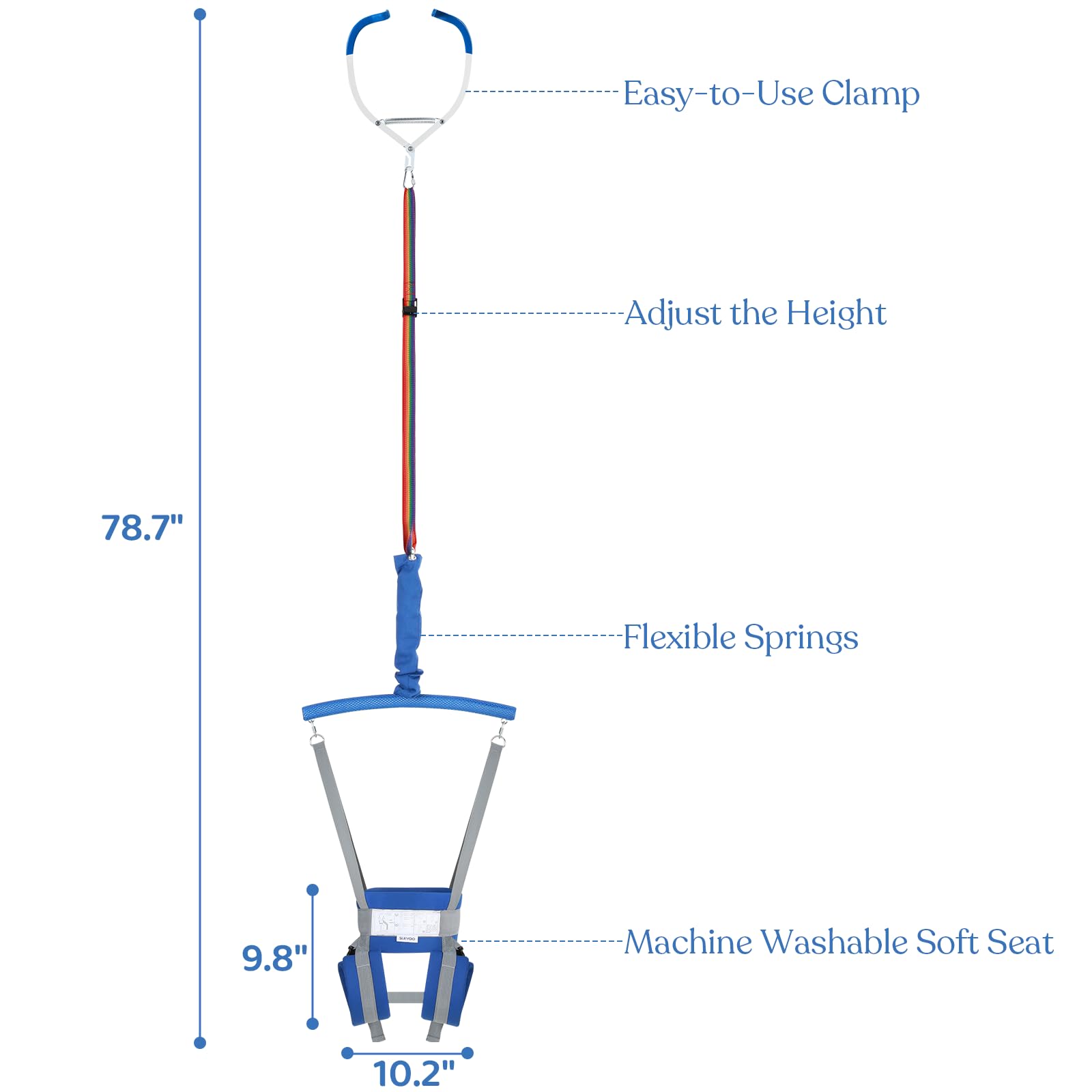Side view of Slevoo infant bouncer for doorway
