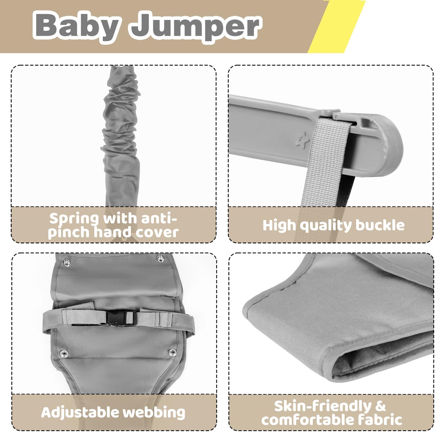 Side profile of G Taleco Gear infant jumper with adjustable strap