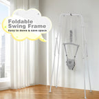 Adjustable height strap mechanism on metal stand