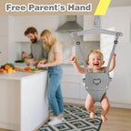 Child playing in freestanding toddler swing set