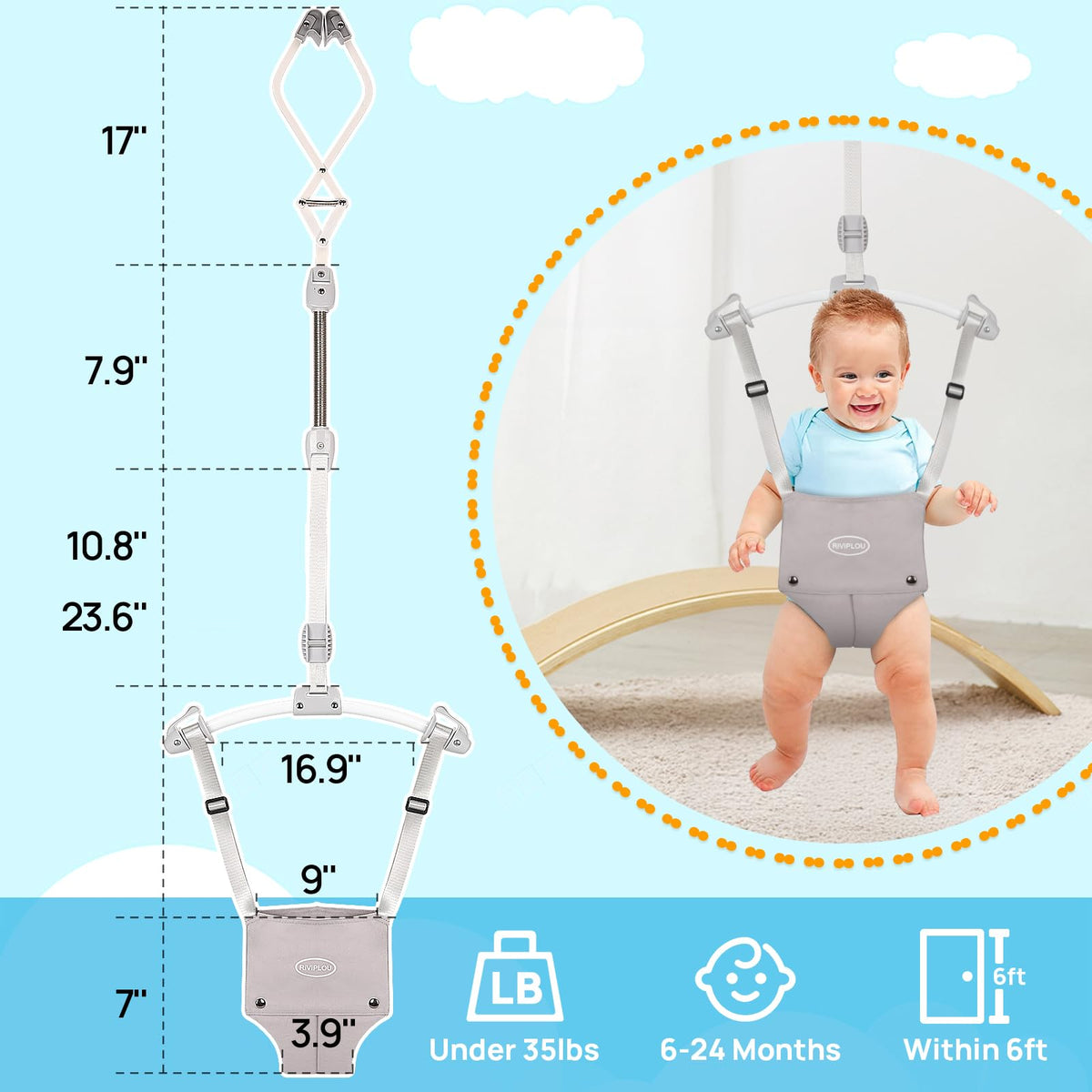 Riviplou sturdly johnny jumper adjustable strap detail