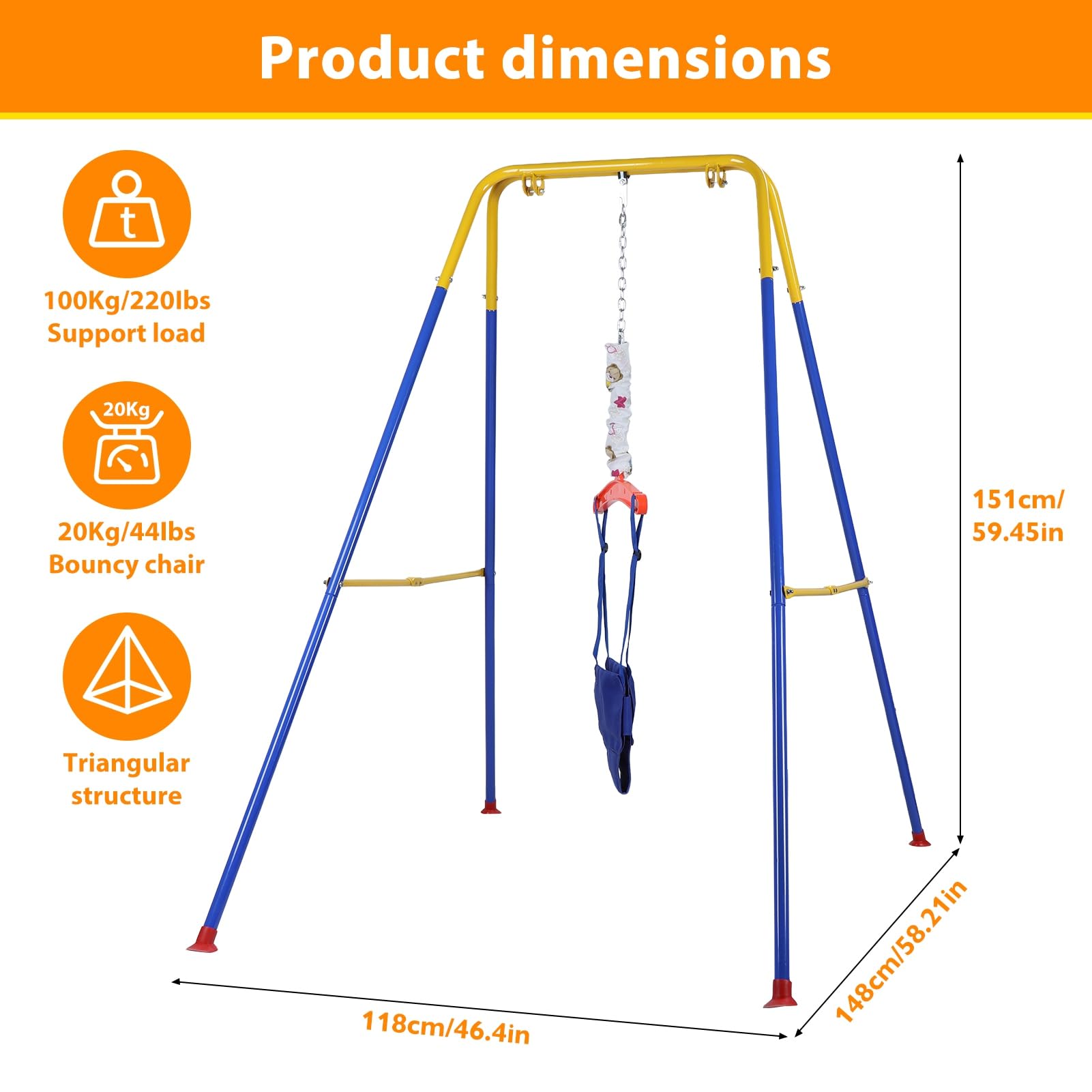 Foldable metal stand for toddler swing and jumper set