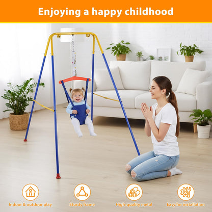 Toddler using Qiqidog baby jumper outdoors