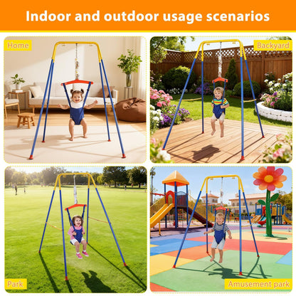 Compact storage view of foldable baby jumper frame