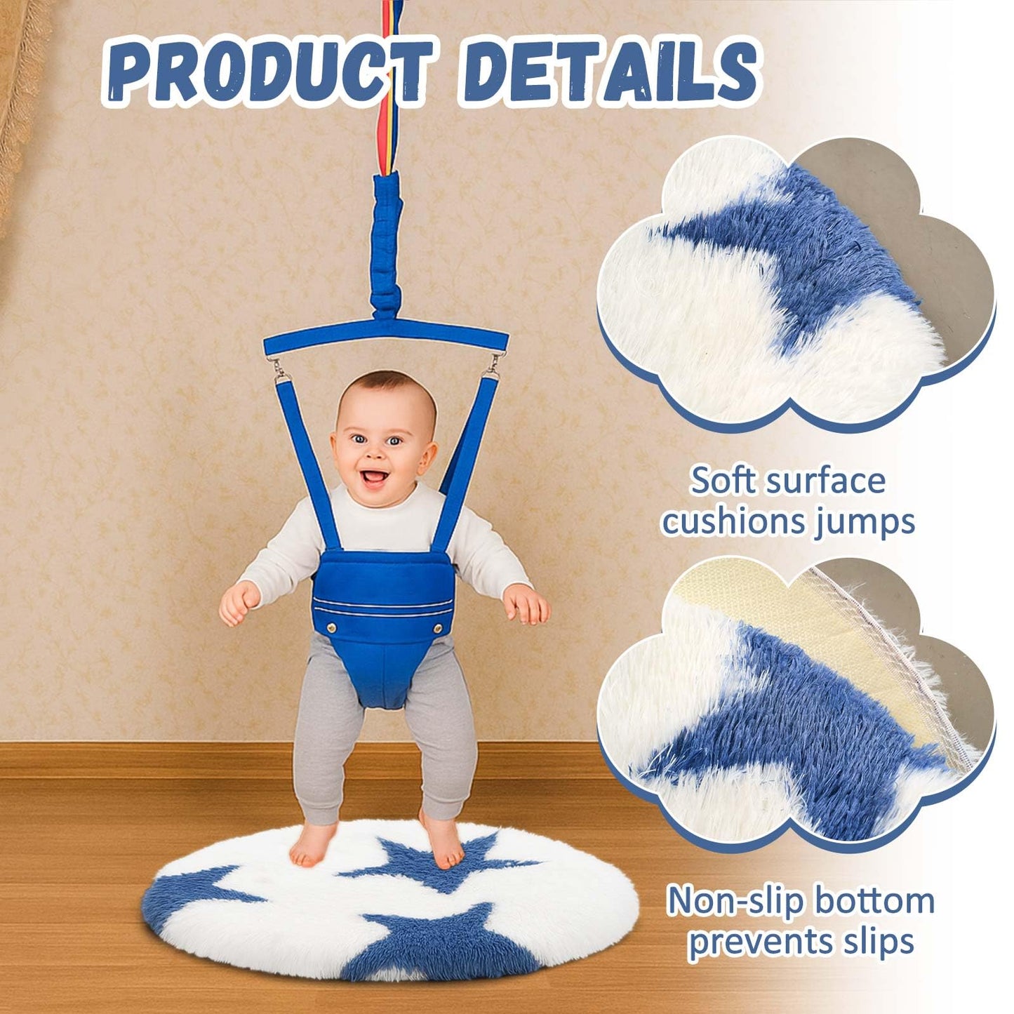 Nuanchu toddler exerciser mat in blue and white