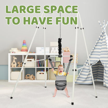 Adjustable height feature on hapbabe baby jumper stand