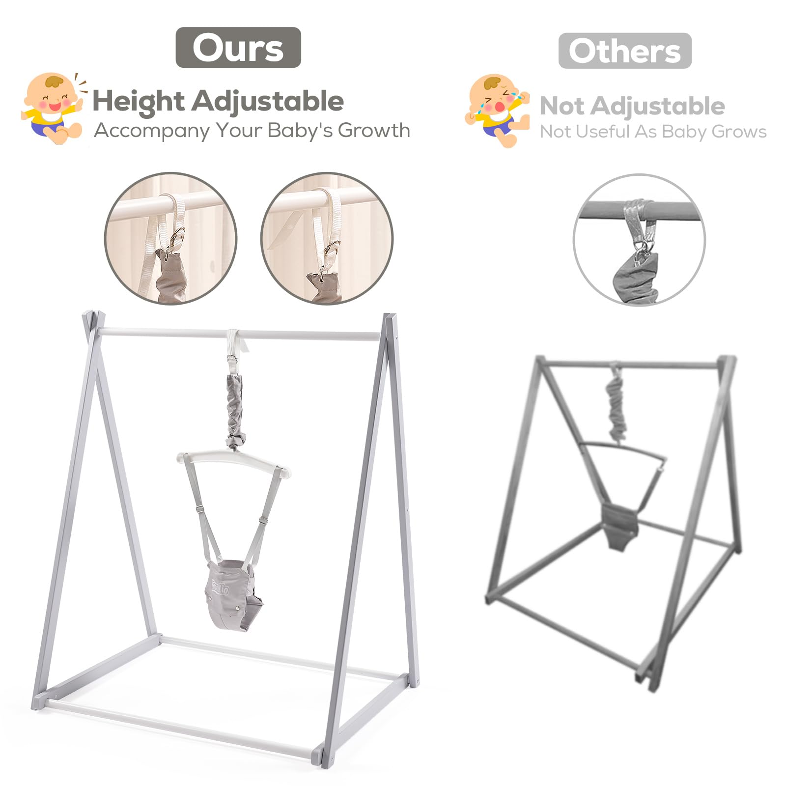 Grey baby bouncer for indoor and outdoor play