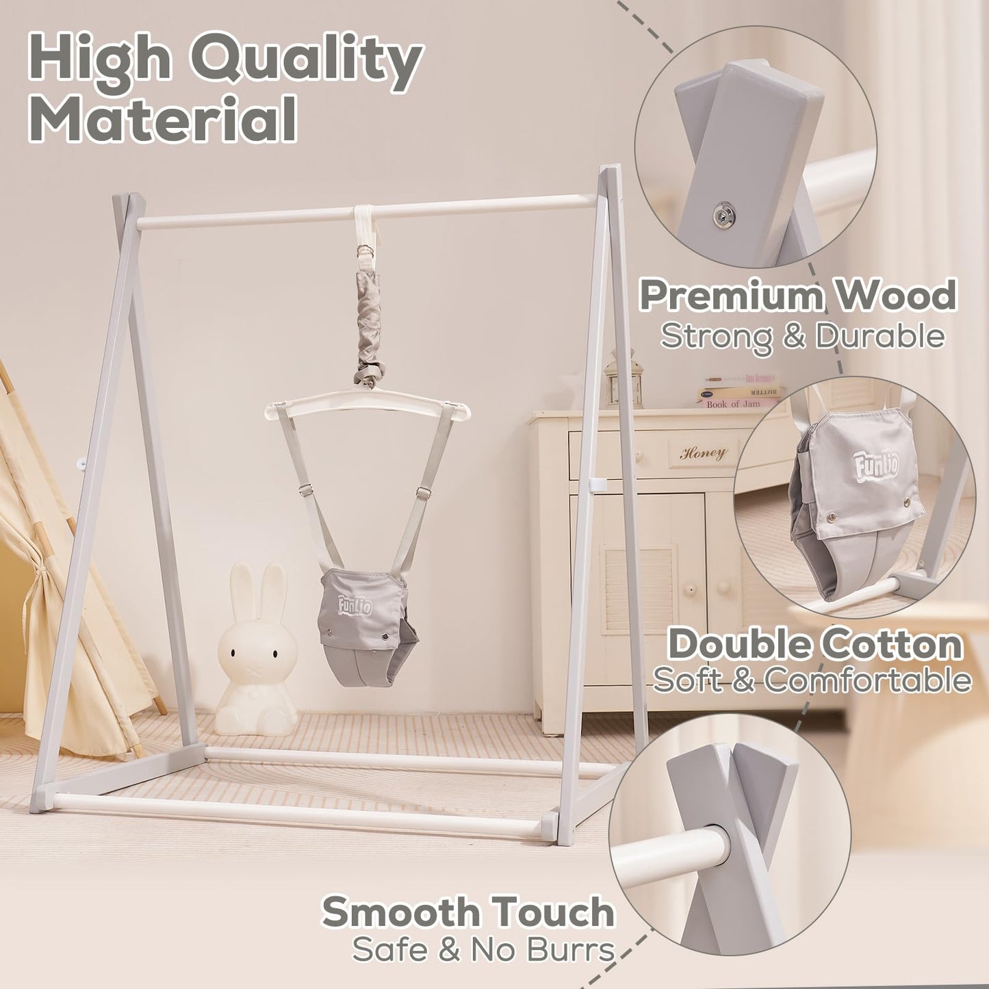Side view of Funlio jumper showing height adjustment