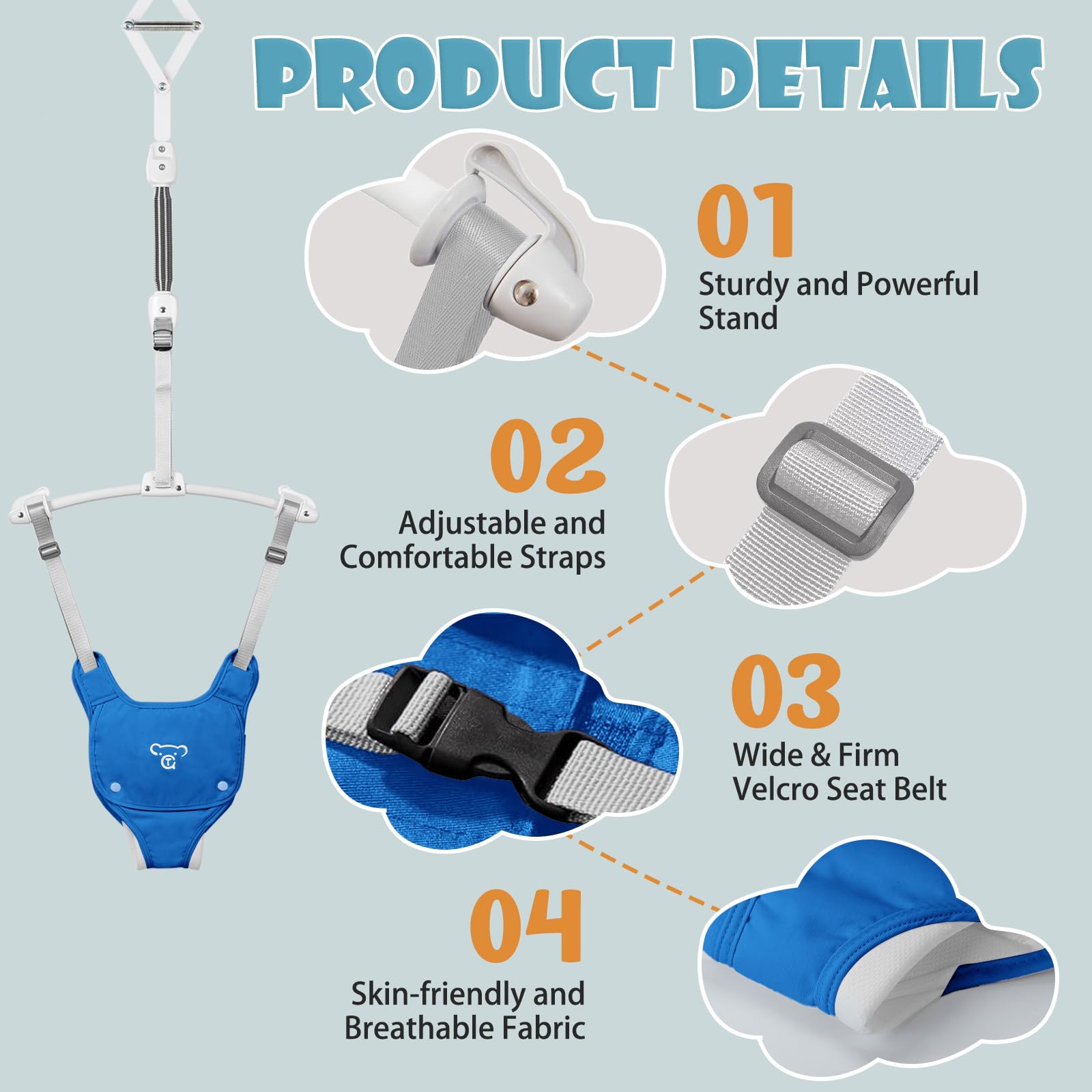 G Taleco Gear baby jumper adjustable strap mechanism