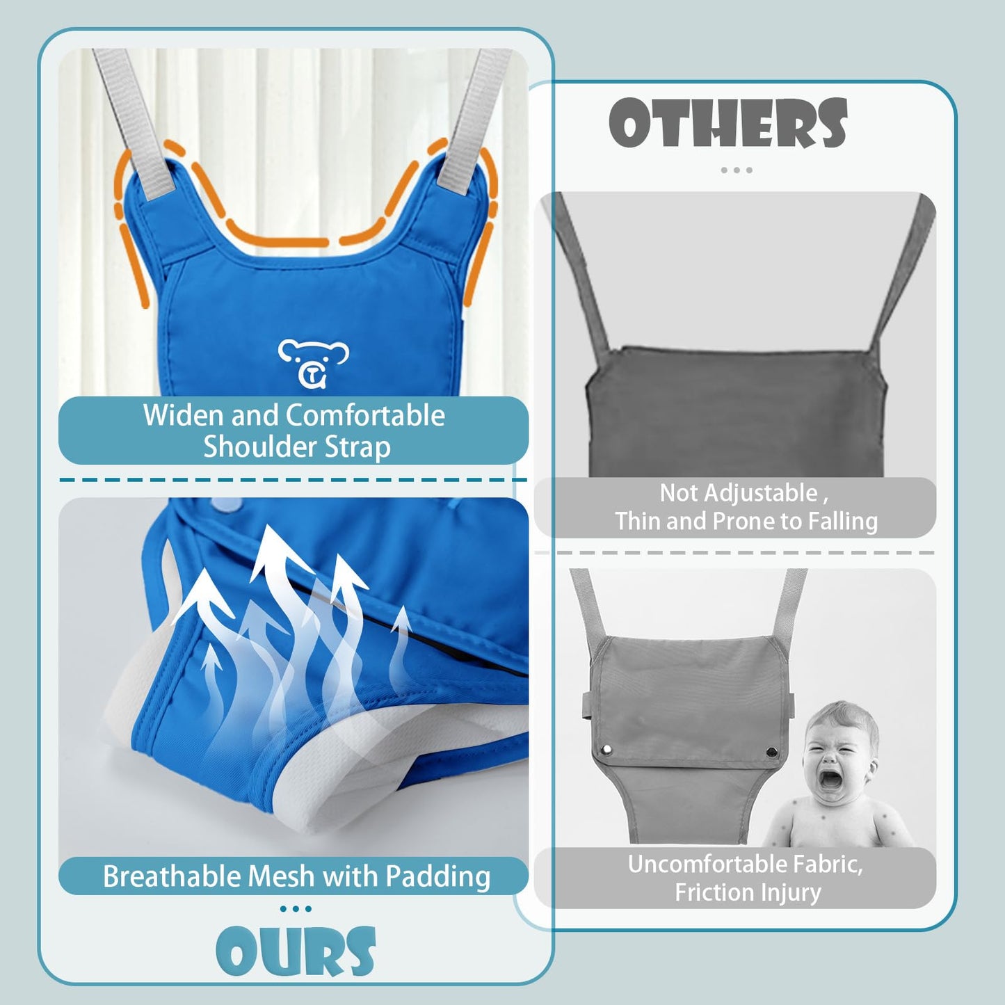 Blue baby jumper harness and soft rug set