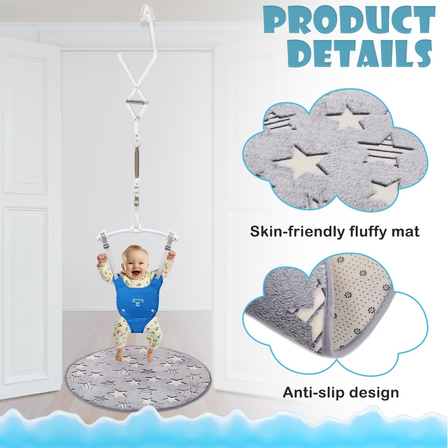 Close up of baby jumper safety clamp