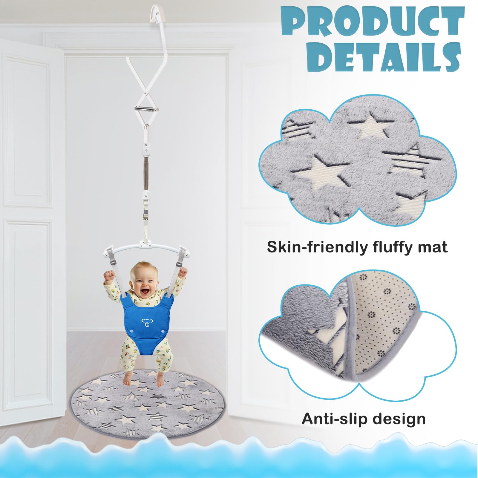 Close up of baby jumper safety clamp
