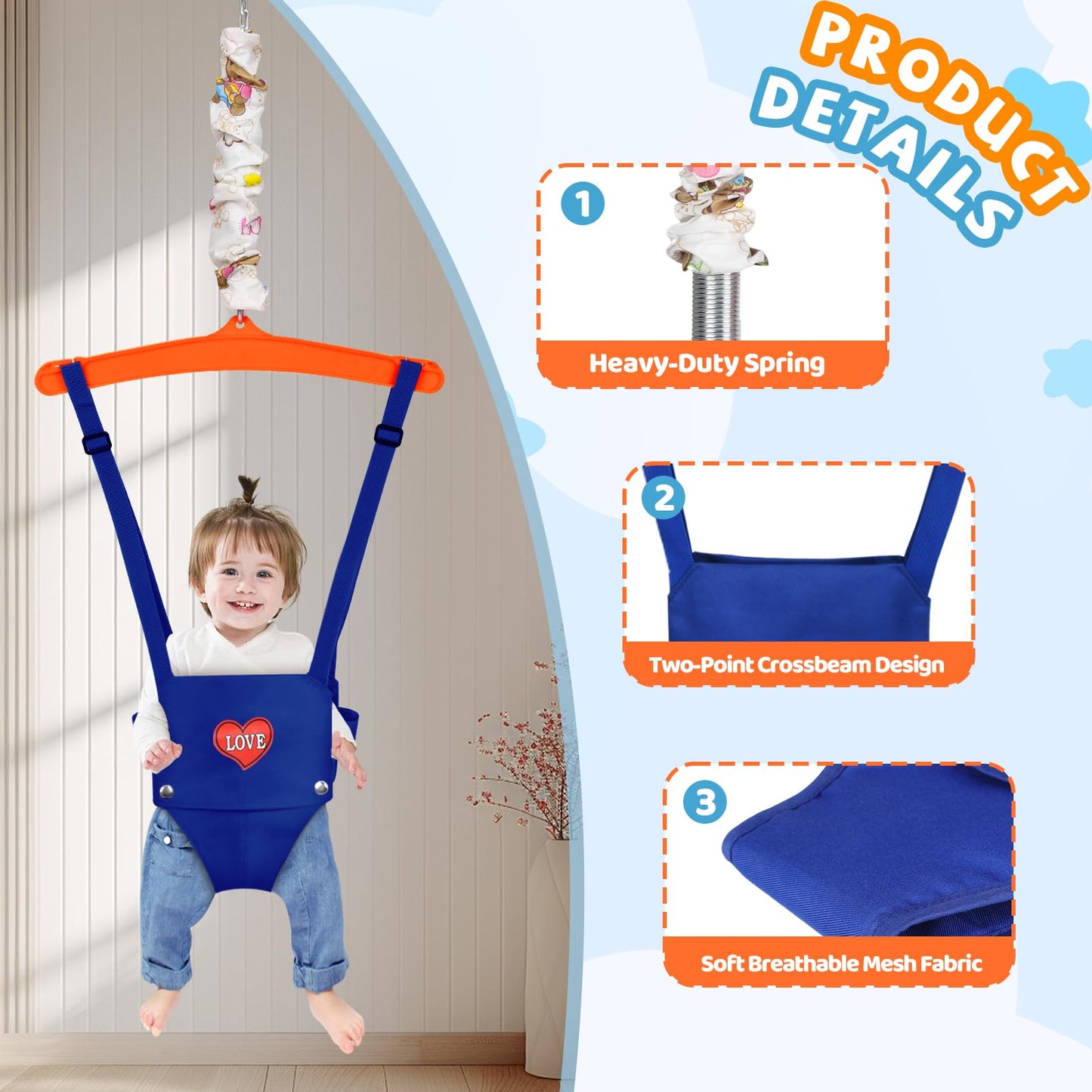 Side profile of Qiqidog baby jumper for 6 to 24 months