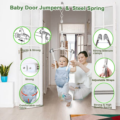 Toddler using Hi Suyi adjustable baby door bouncer