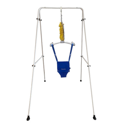 Side profile of Lakid baby jumper showing adjustable height settings