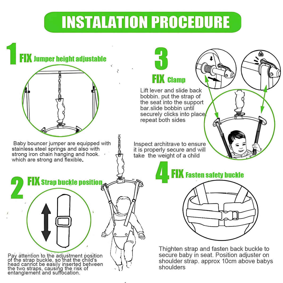 Hi Suyi activity center height adjustment straps close up view