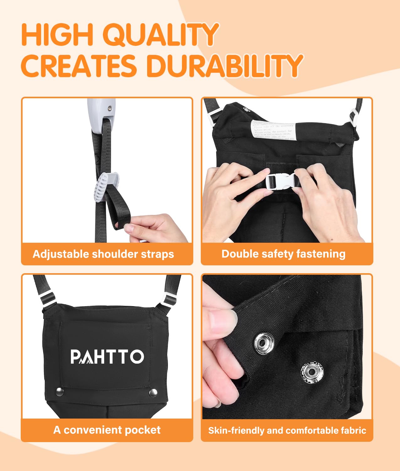 Detailed view of the ergonomic seat and harness for baby