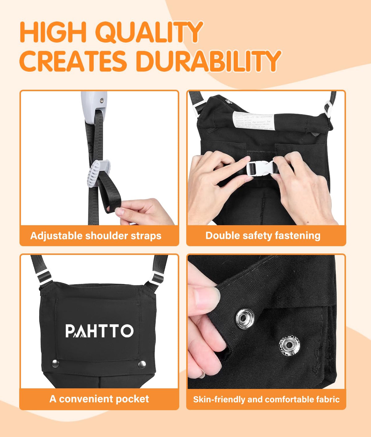 Pahtto active infant doorway jumper installed securely on a standard door frame