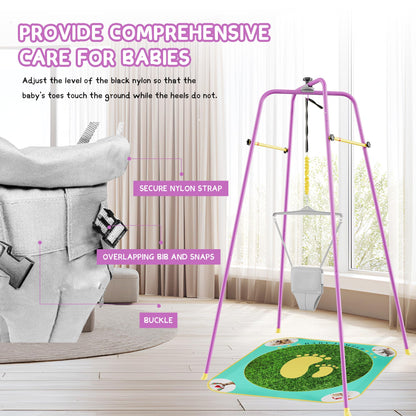 Baby jumper frame showing steel pipe and anti-slip feet