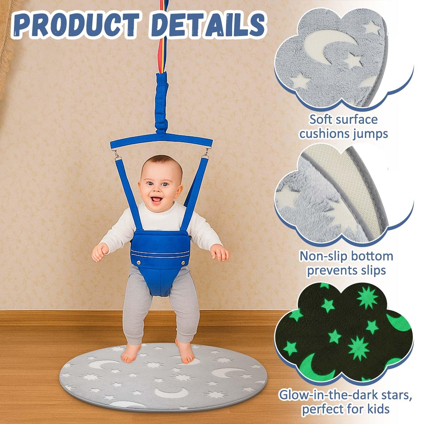 Nuanchu portable toddler exerciser mat placed on floor