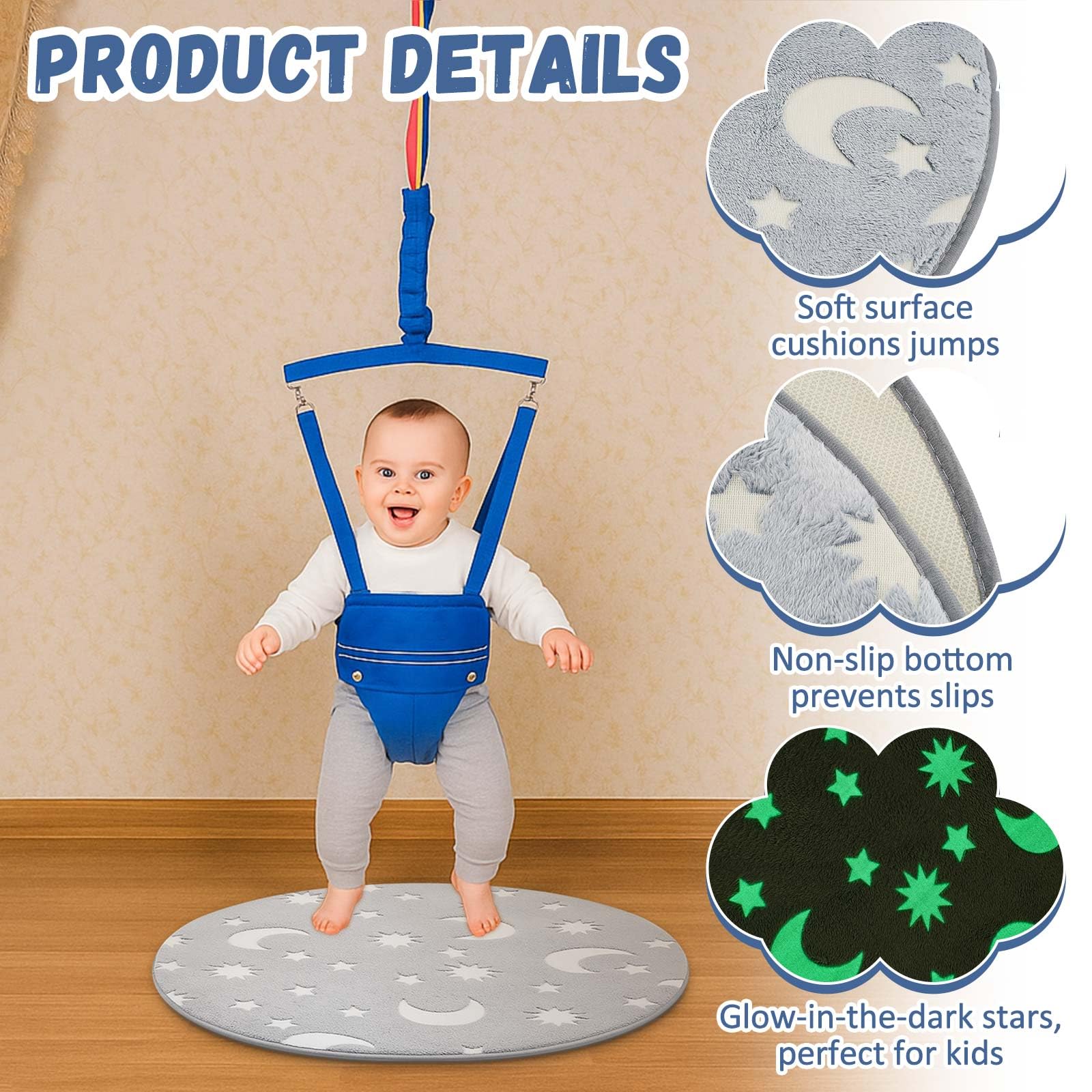 Nuanchu portable toddler exerciser mat placed on floor
