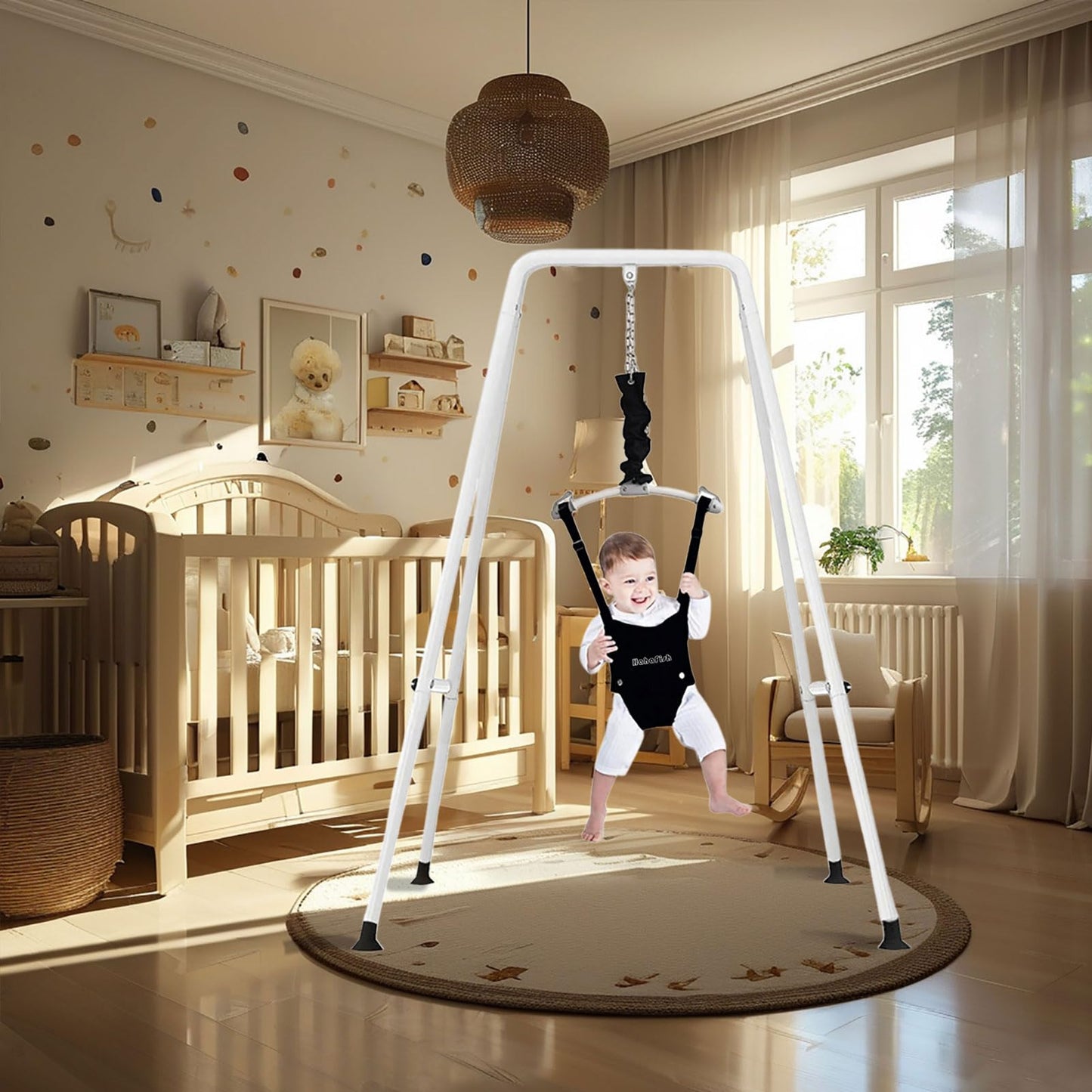 Detailed view of Hi Suyi baby jumper stainless steel frame