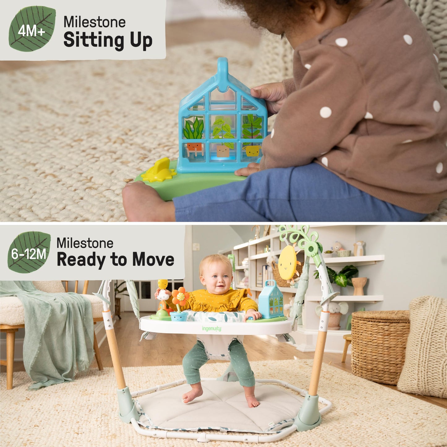 Toddler using Ingenuity activity table mode