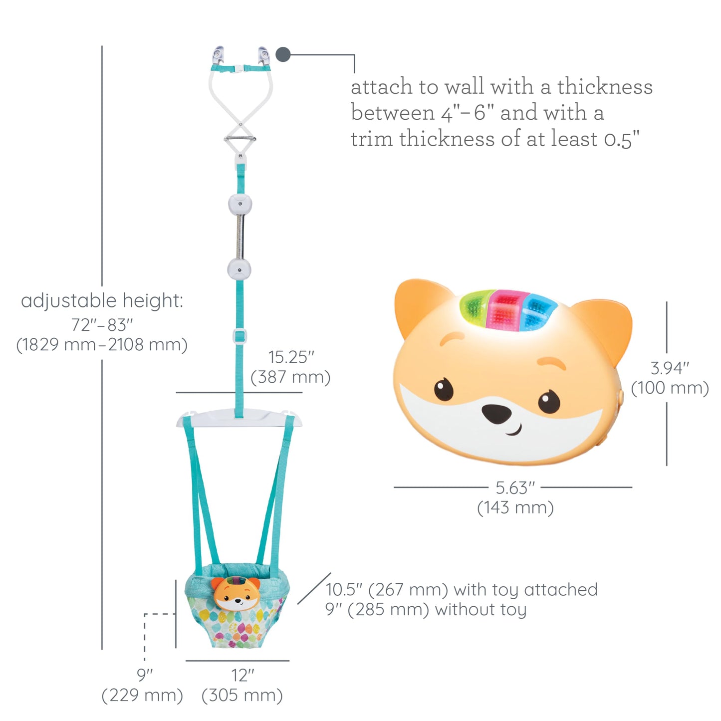 Baby using Infantino 2-in-1 doorway jumper in home setting