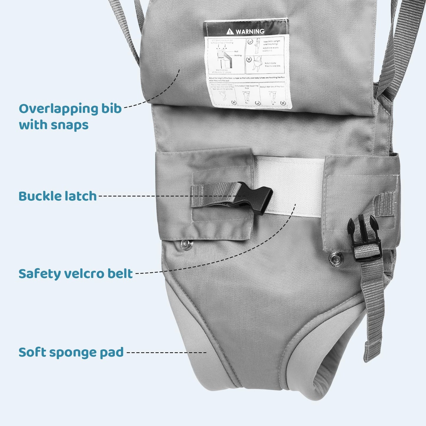 Cowiewie baby door jumper secure door clamp detail