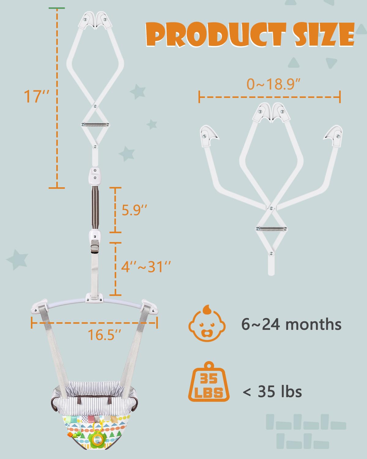 Safe doorway mounting mechanism for infant bouncer