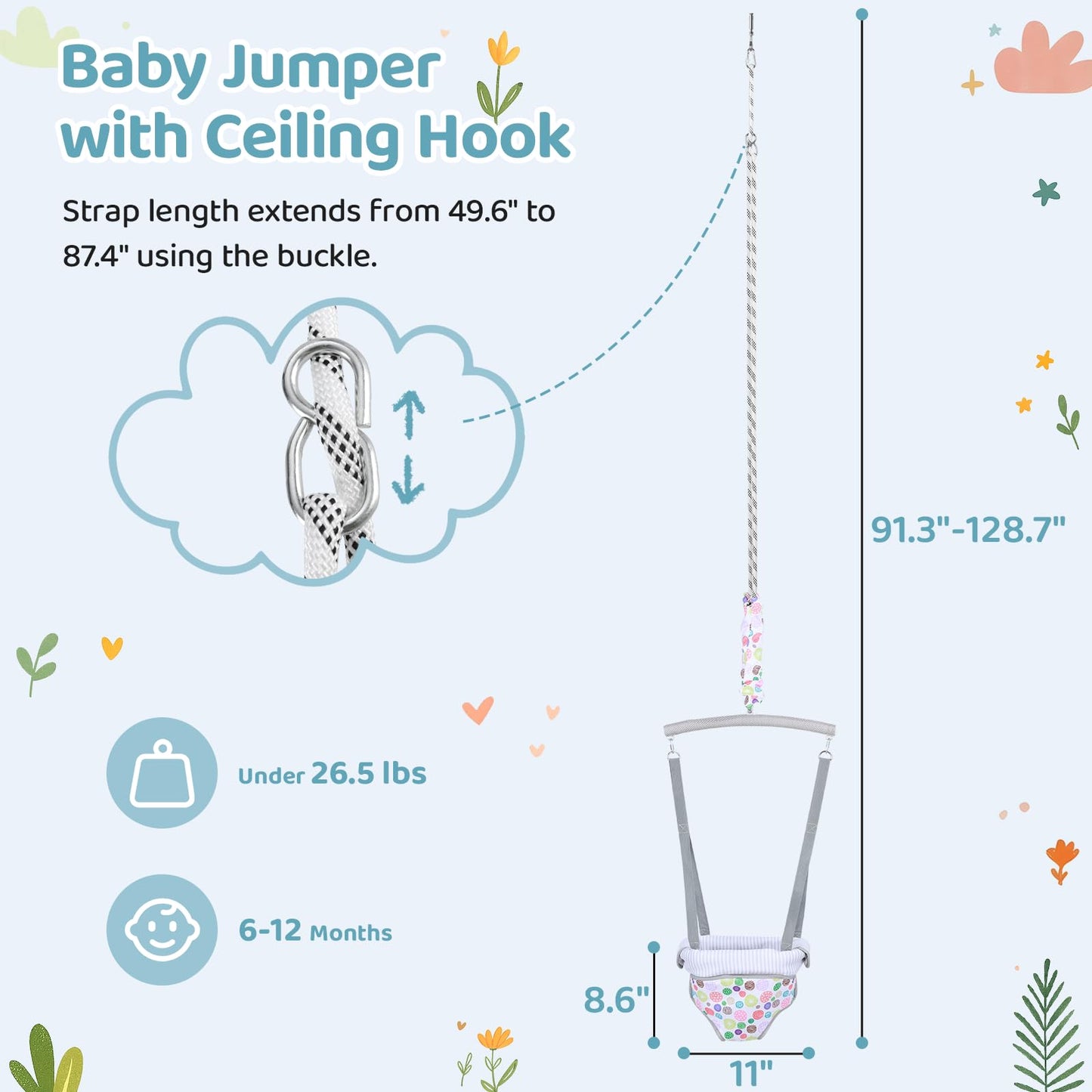 Slevoo infant jumper hanging from ceiling hook