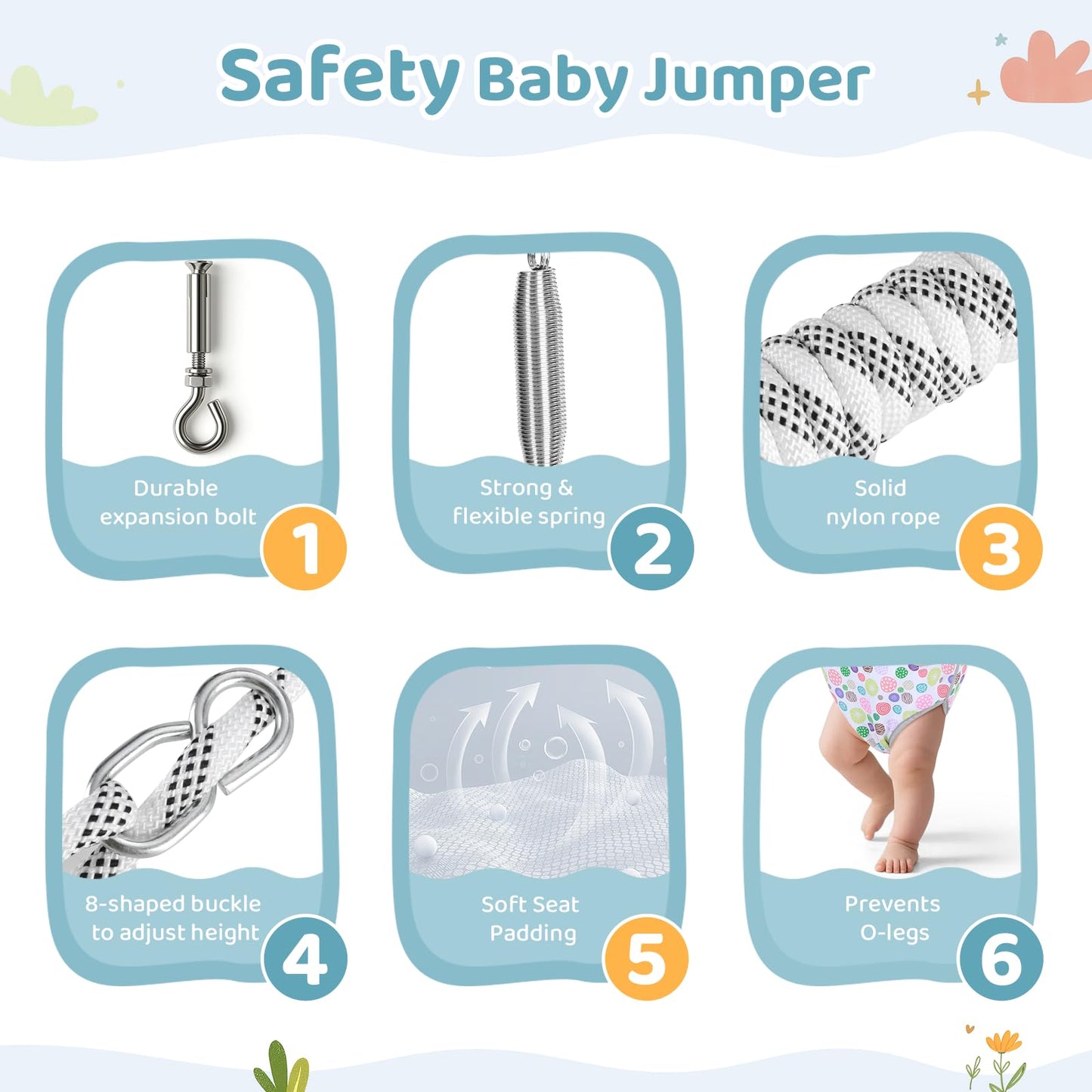 Slevoo baby activity bouncer secure hardware