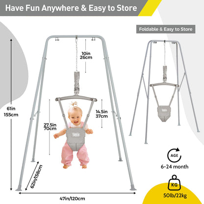 Folded Funlio baby jumper showing easy storage feature
