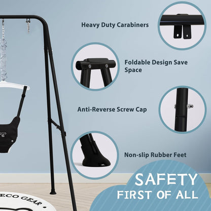 Front view of G Taleco Gear baby jumper with water mat