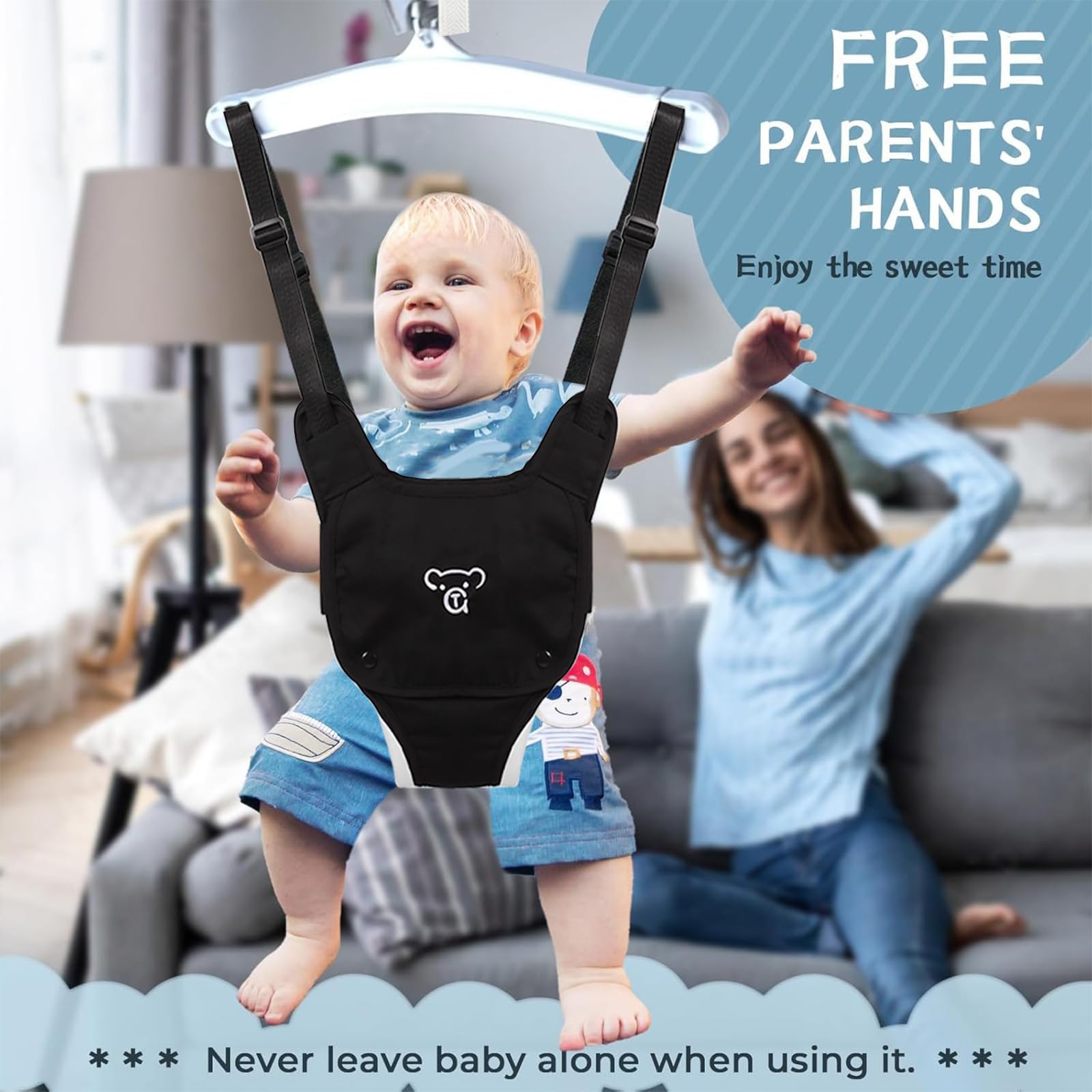 Side view of foldable baby jumper frame by G Taleco Gear