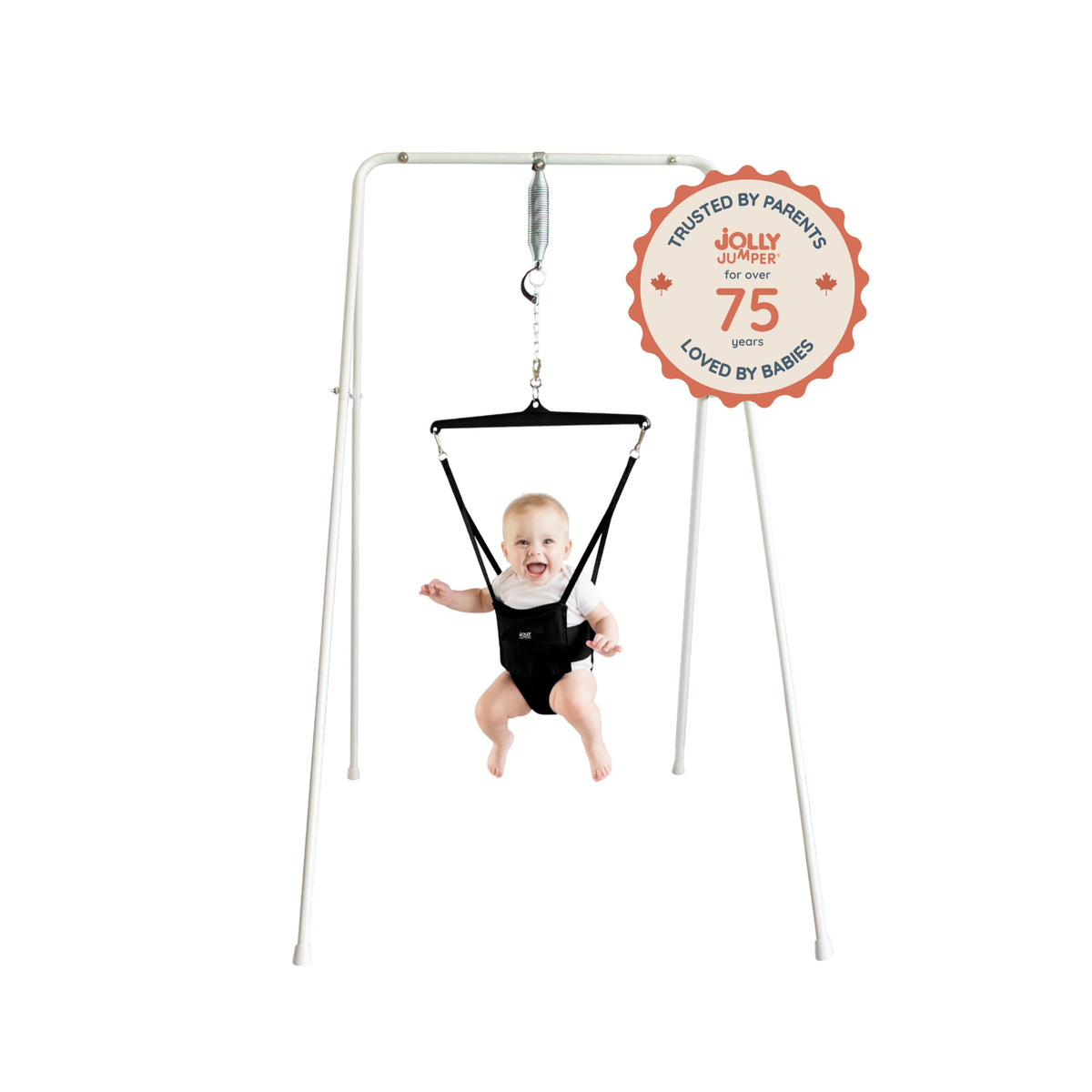 Jolly Jumper infant exerciser showing ergonomic saddle seat design