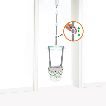 Close up of Bright Starts door jumper clamp