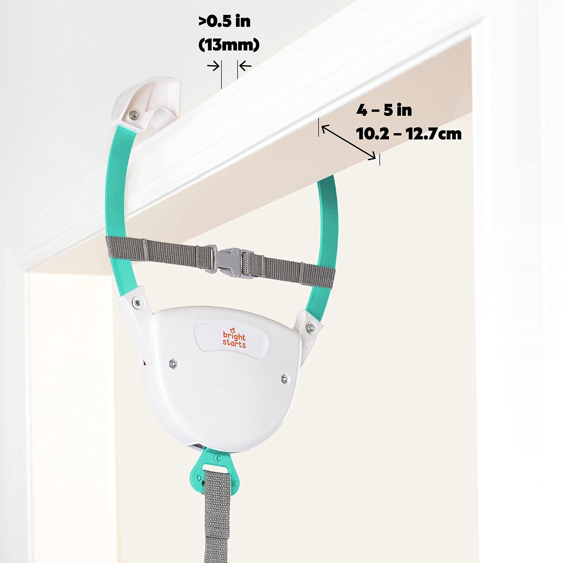 Adjustable strap detail on Bright Starts door jumper