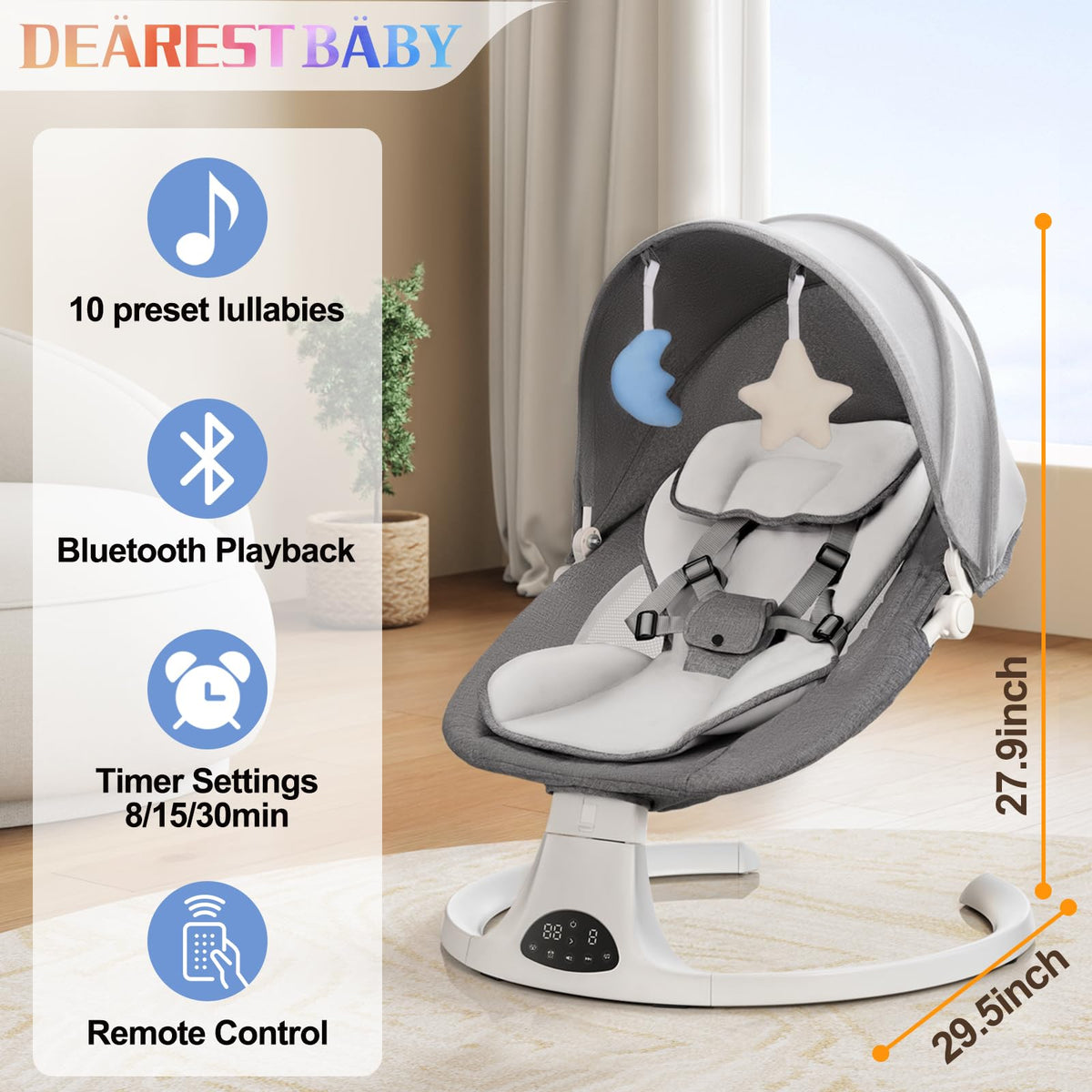 Dearest Baby electric swing folded for portability