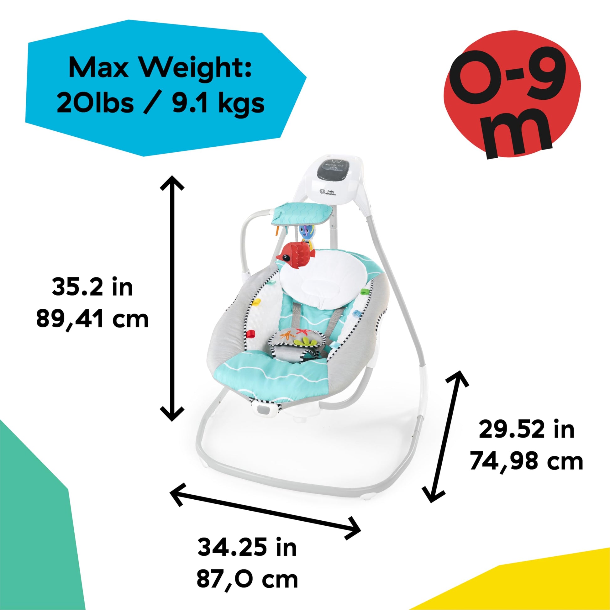 Side profile of compact lightweight baby swing frame