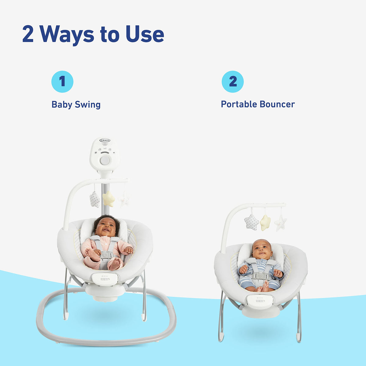 Graco sway2me swing frame with detachable bouncer seat attached