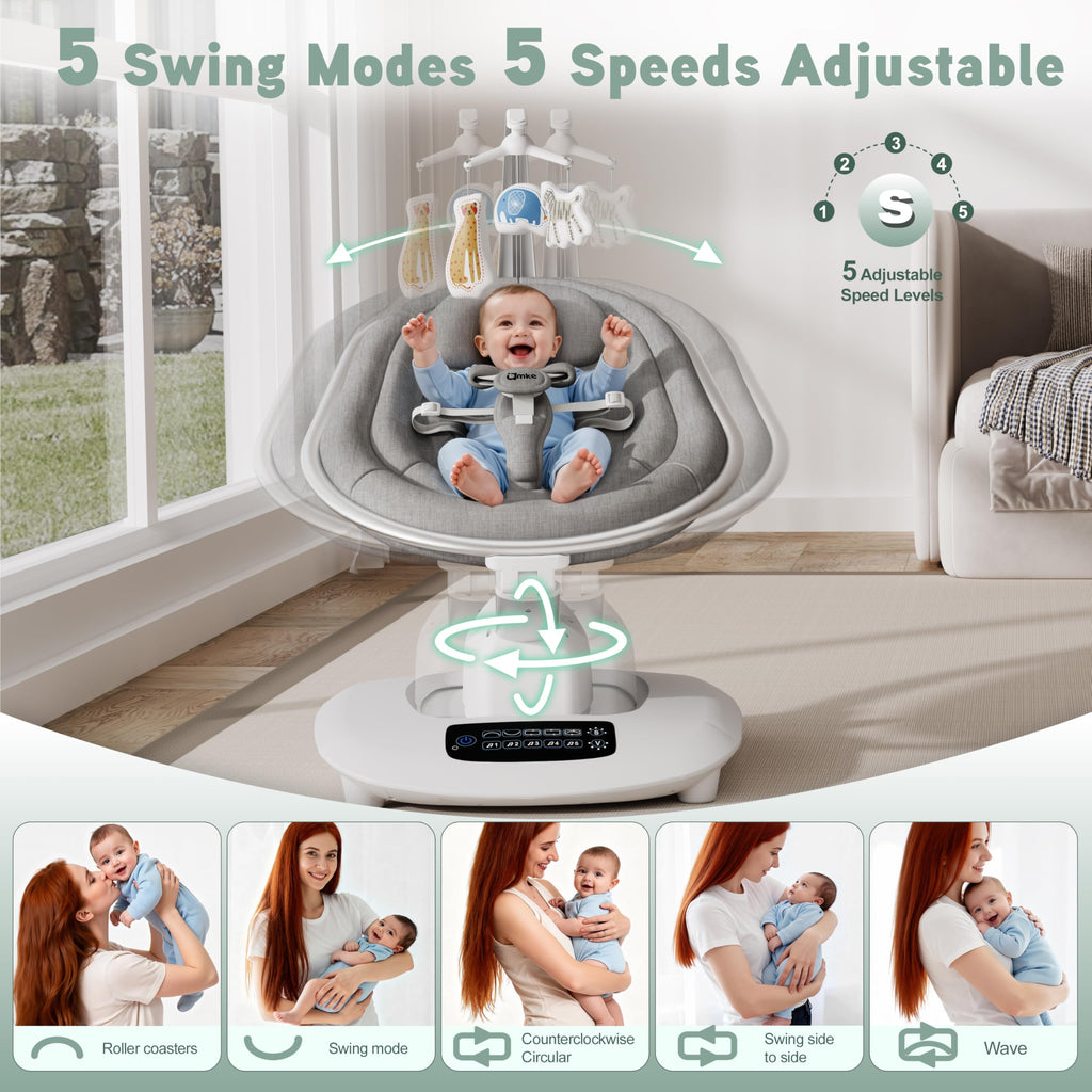 AMKE infant rocker side angle highlighting aluminum frame structure