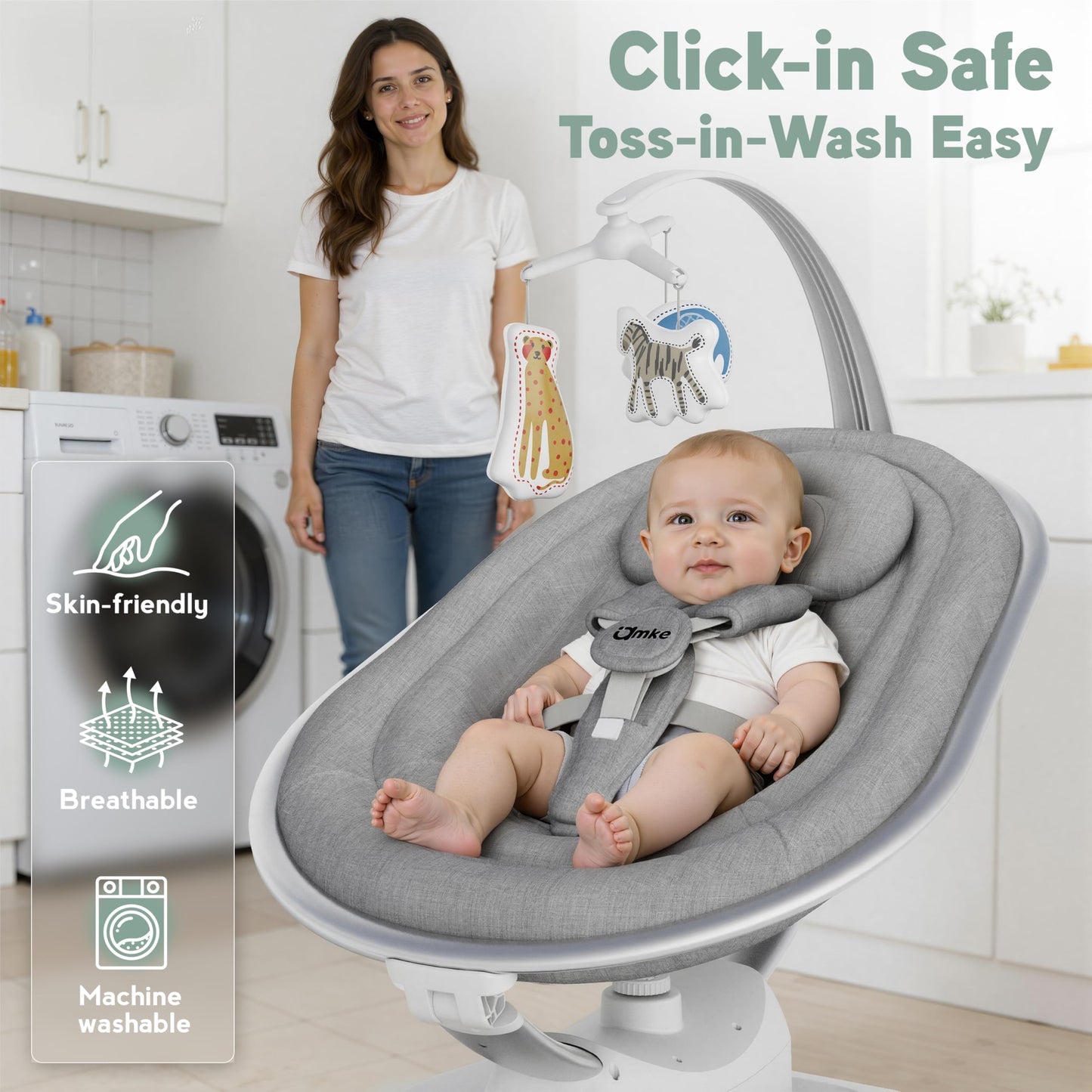 Amke luxury electric swing in a nursery setting