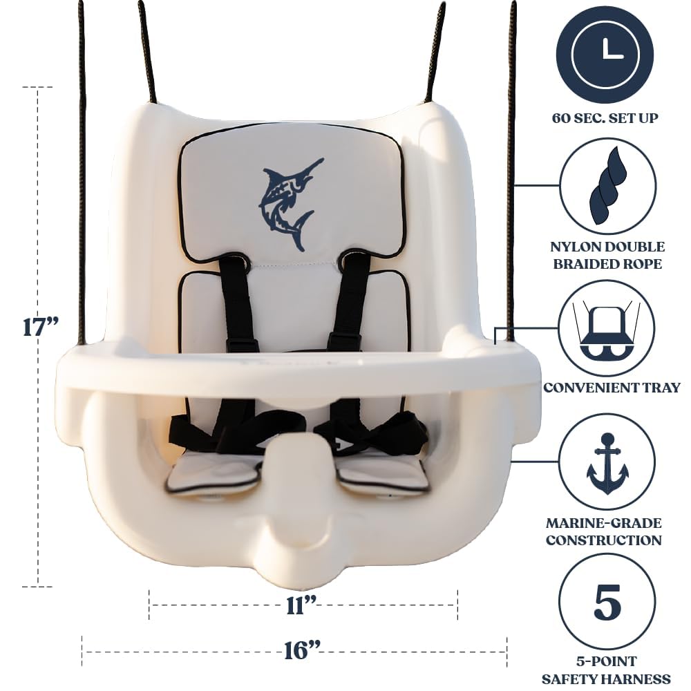Detachable snack tray on Searock marine baby seat