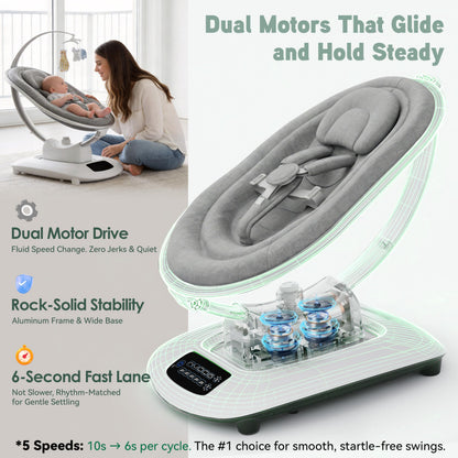Detail of Amke baby rocker motor and quiet operation feature