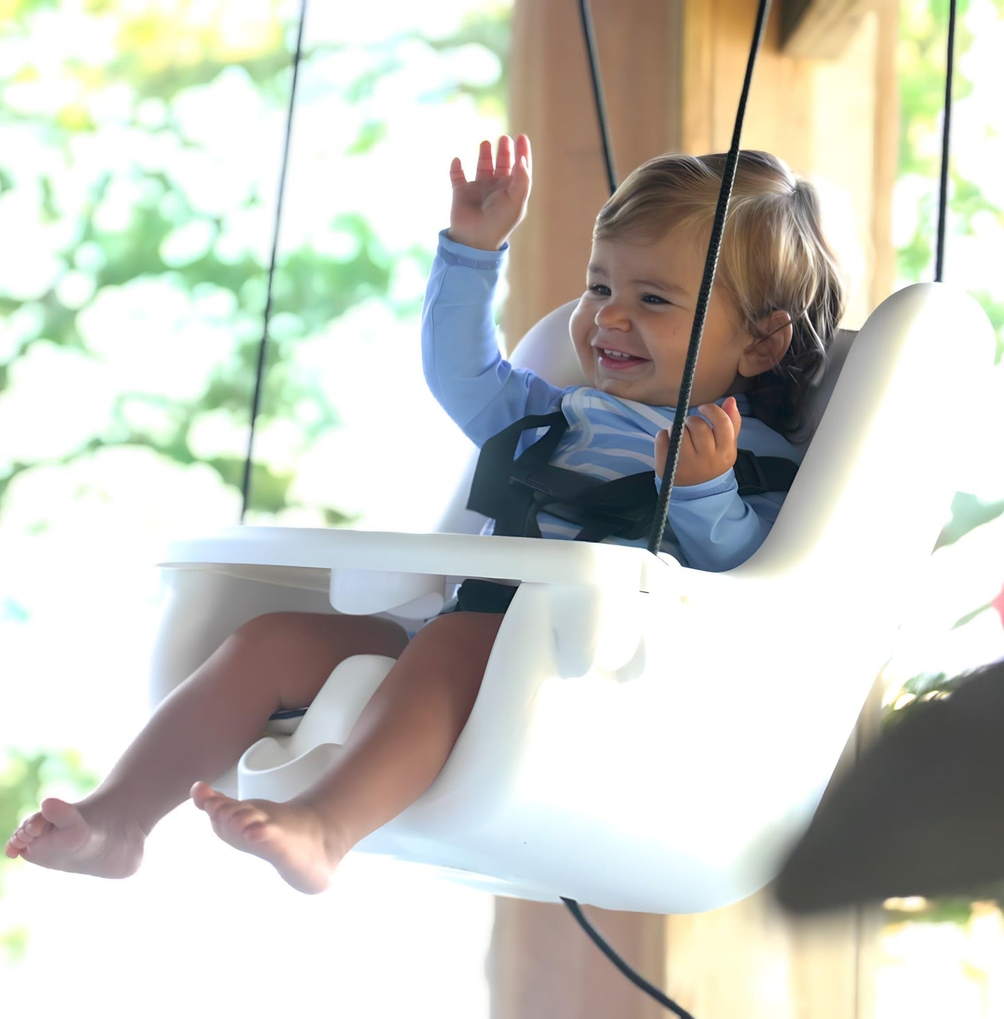 Close up of marine-grade material on Searock baby swing