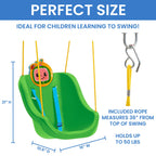 Weather-resistant plastic bucket seat texture and hanging rope attachment points
