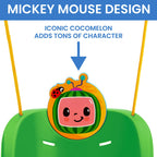 Full length view showing the hanging ropes and overall height of the Minnie Mouse swing