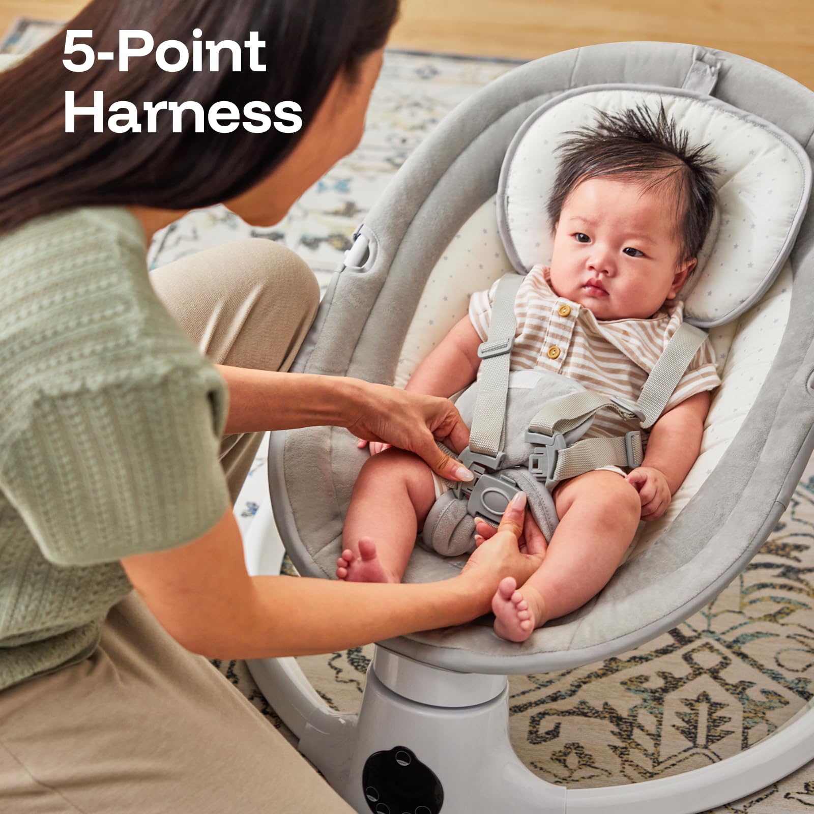 Harppa electric baby swing grey seat detail